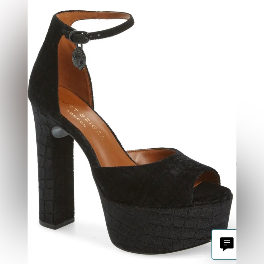 Kurt geiger shoreditch platform ankle strap heels ,  size 7.5, black